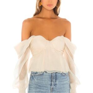 House of Harlow 1960 Cream Off-Shoulder Blouse